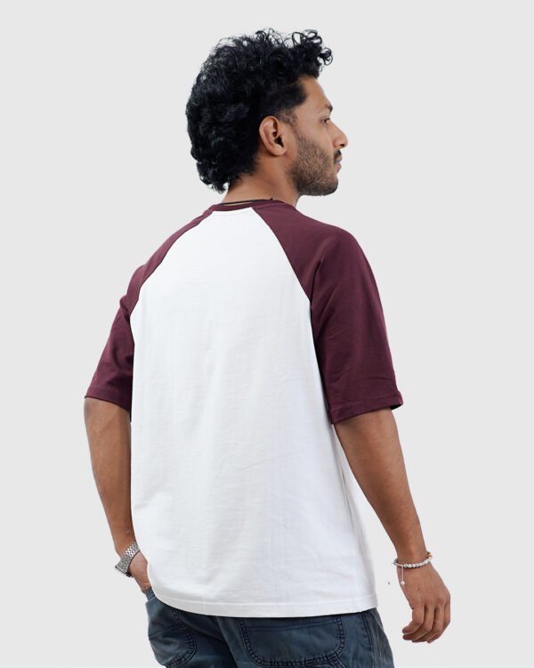 Half sleeve raglan t-shirt maroon and white