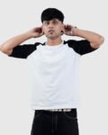 Half sleeve raglan t-shirt black and white
