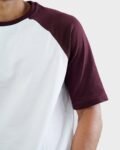 Half sleeve raglan t-shirt maroon and white